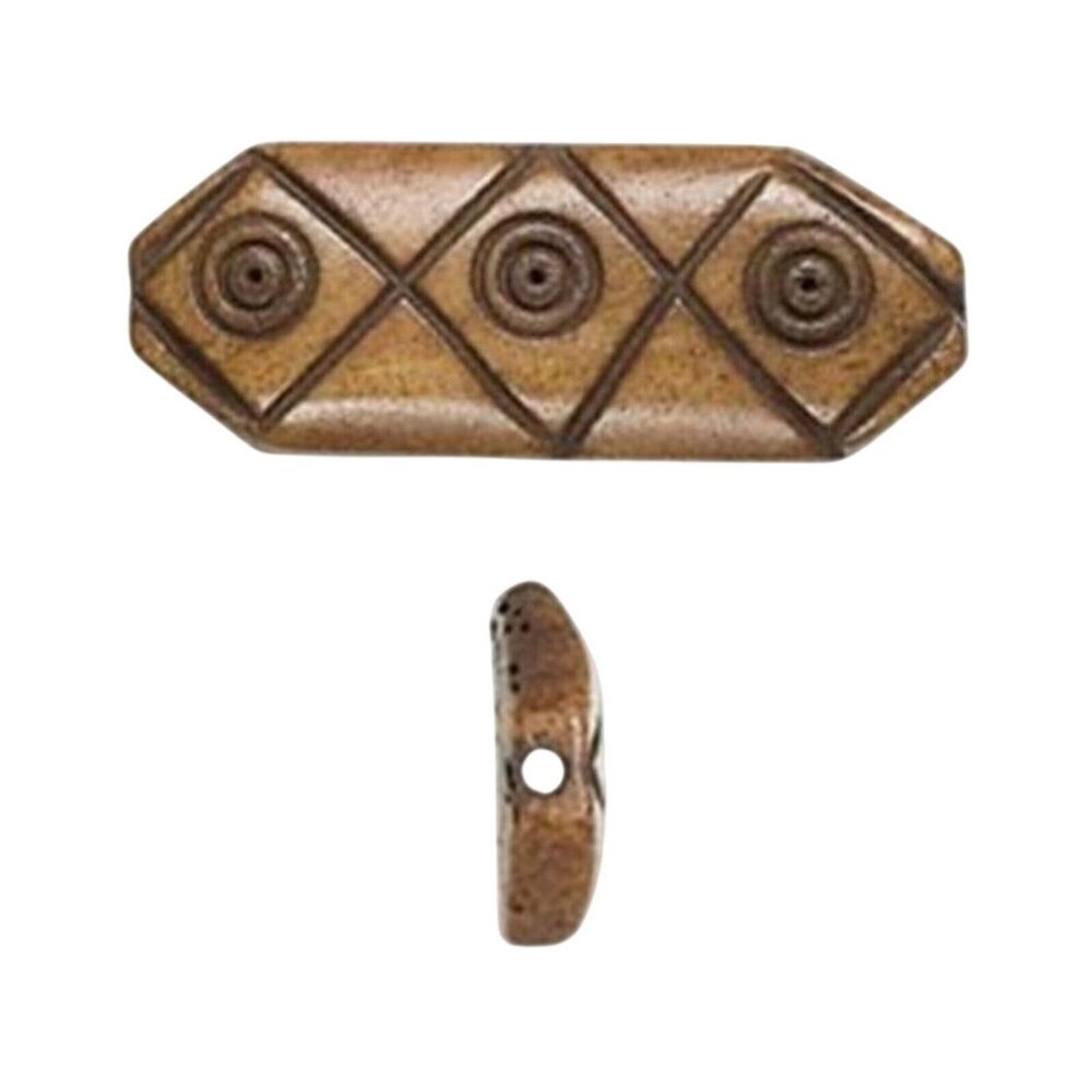 India Tribal Carved Circles & Diamonds Brown Black Yak Bone 30mm Pendant Bead